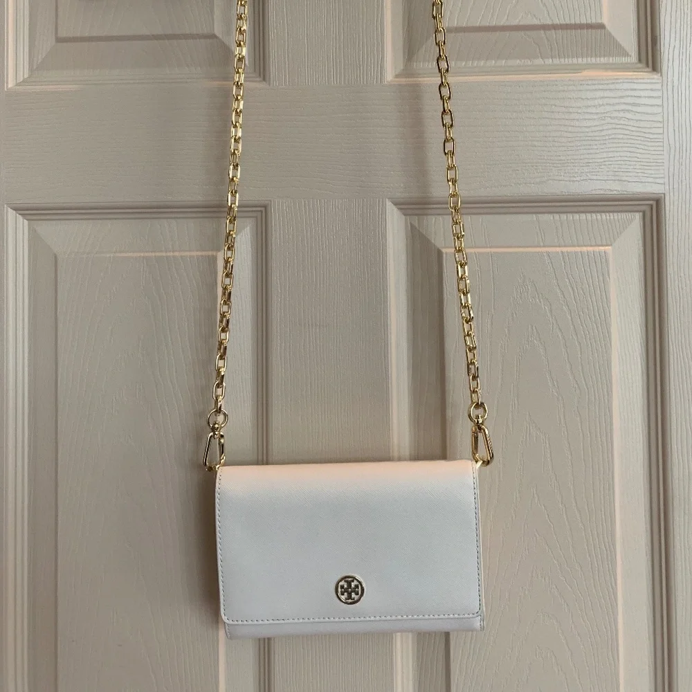 Tory Burch Cream Small Leather Crossbody Handbag